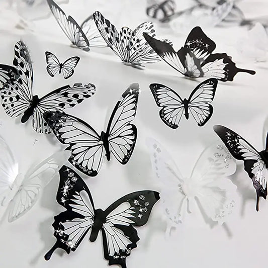 18pcs Crystal Butterflies 3D Sticker for Beautiful Butterfly Living Room Decor Wall Decals Home Decoration